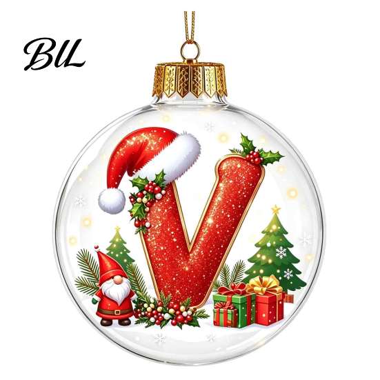 Eye-catching Xmas Party Ornaments 26?Letter Acrylic Christmas Ball Ornament, 3D Crystal Style Alphabet Winter Holiday Supplies Hanging Pendant, Tree