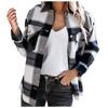 Women's  And Winter Fashion Loose Plaid Print Pocket Long Sleeve Jacket