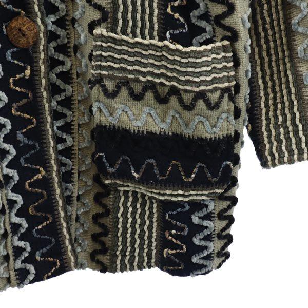 SAZAN 90-е 80-е Винтажный вязаный кардиган с длинным рукавом Гуреге Паркер Женский Б/У