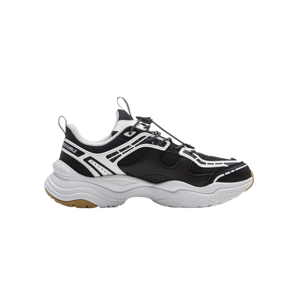 Li Ning Kids Sports Lifestyle Series Synthetic Leather Comfortable Fashion Versatile Low-Top Casual Shoes Kids Casual Shoes Black YKCU244-9