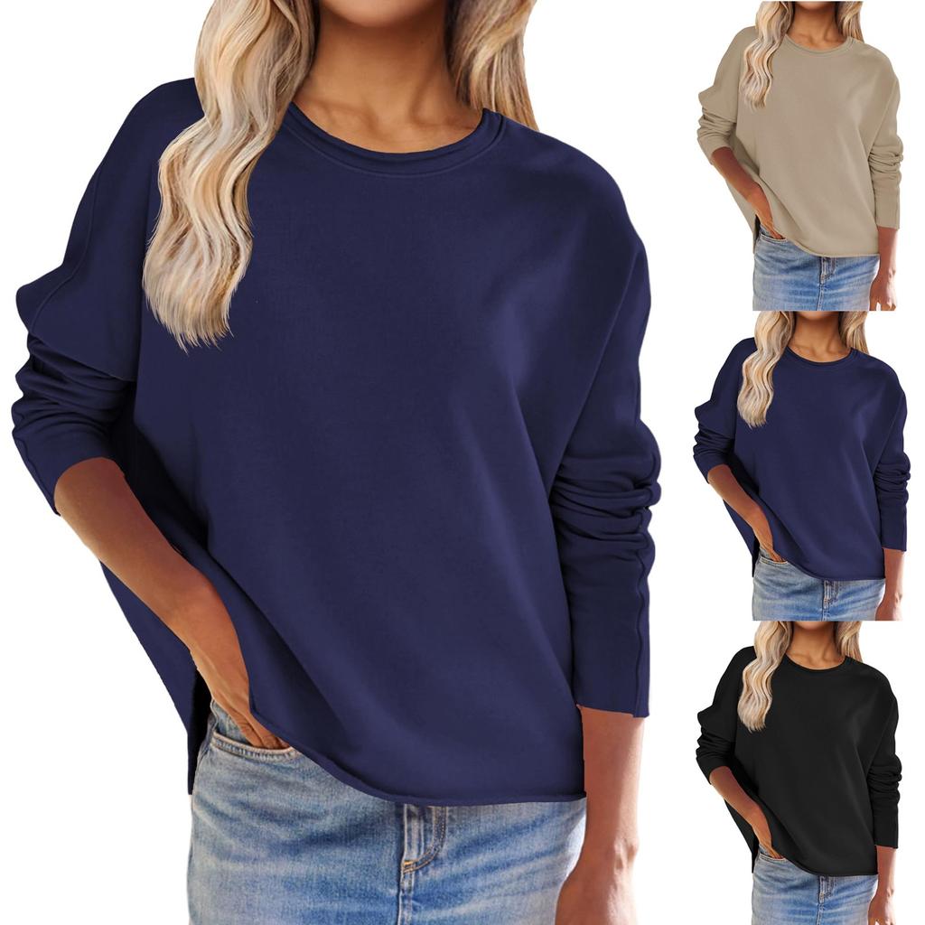 Women's ONeck Long Sleeve Sweatshirt Fall Winter Lightweight Pullover