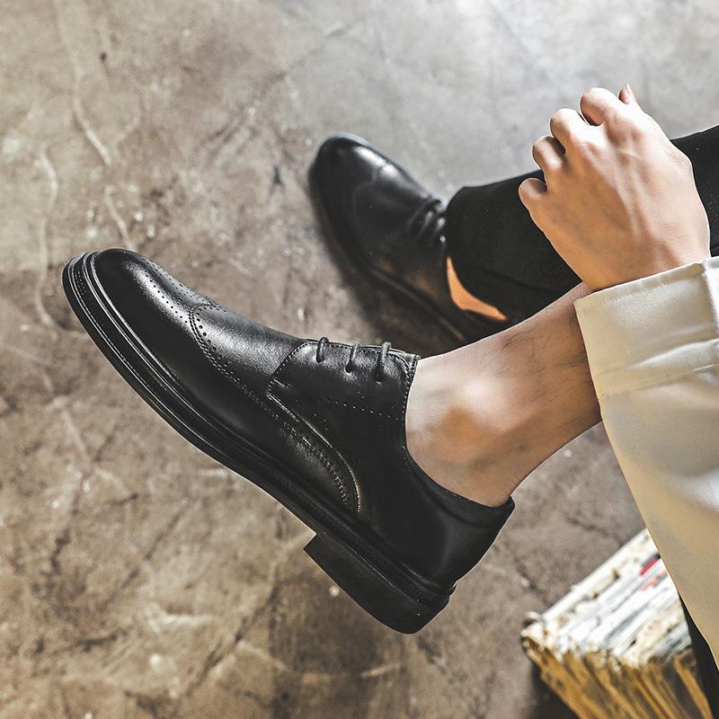 Резные мужские кожаные туфли на платформе, повседневные деловые мужские туфли, маленькие кожаные туфли для жениха, свадебные туфли для шафера 9628-J