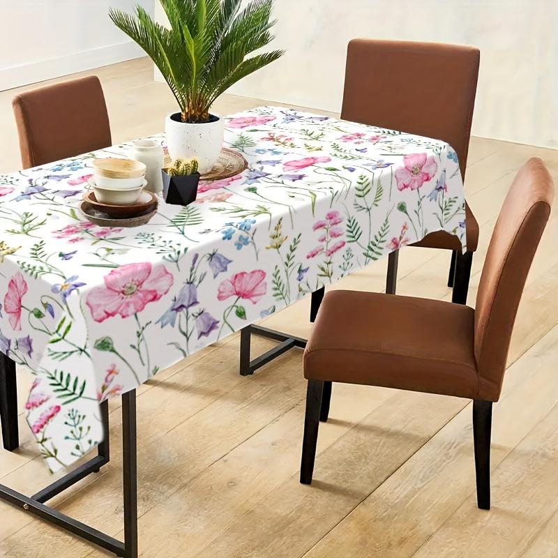 1pc Rectangular Tablecloth, Spring And Summer Floral Tablecloth, Holiday Kitchen Dining Table Decoration, Suitable for Family Gatherings, Picnics And
