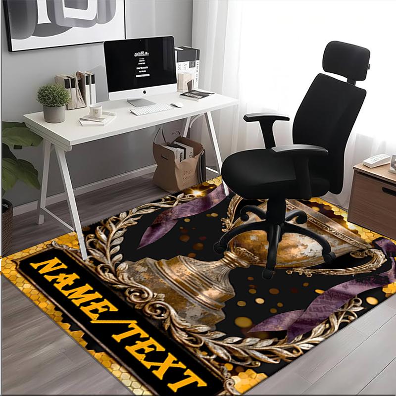 1PC Custom Name Victory Trophy Celebration Theme Floor Mat Ideal for Living Room, Game Rooms, Office, Bedroom,Floor Mat Playful Design
