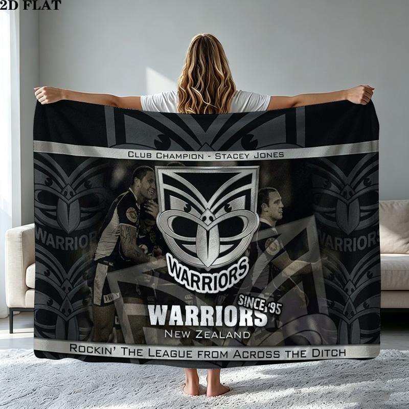 New Zealand Warriors Print Flannel Blanket High Quality Warm Comfortable Cover for All Seasons Perfect for Gifts Home Decor