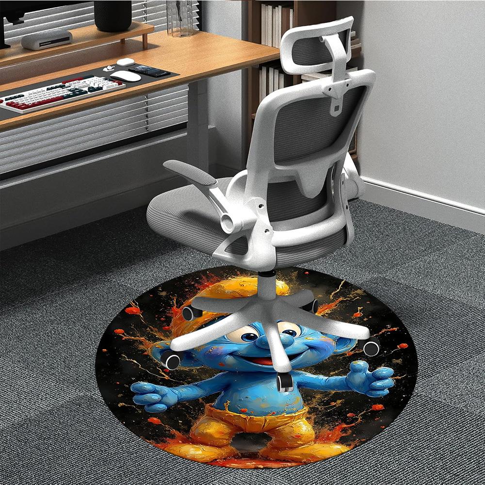 1pc Smurf Bloom Office Round Area Rug, Indoor Mat Suitable For Office, Under Office Chairs Bedroom Living Room Home Decor, Room Deco220
