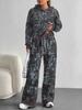 Сшитый tie-dye европейский и американский повседневный костюм с длинным рукавом женский худи с капюшоном и брюки комплект из двух предметов