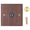 Dimmer Switch with Brass Knob Black Walnut Wood Rotary Dimming Switch for Home Light 200‑250V