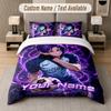 Blue Lock 3Pcs Bedding Set, Personalized Custom Name Text, 1 Duvet Cover & 2 Pillowcases For Bedroom