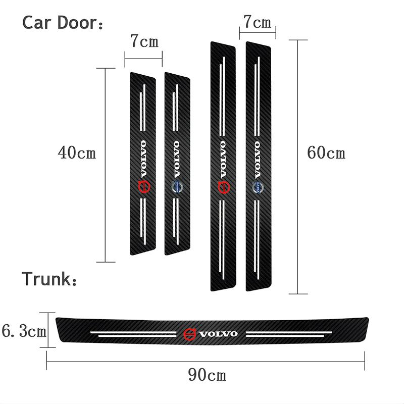 Car Door Sill Scratch Resistent Stickers Threshold Pad For Volvo Rdesign Polestar AWD V50 S60 XC60 S40 XC40 XC90 V60 S80 S90 V90