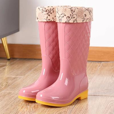 Maogu Женские Взрослые Рабочие Высокие Трубы Водные Ботинки Противоскользящие Осенние Ботинки Однотонные Водонепроницаемые Клетчатые Резиновые Сапоги 2024 Снежные Дождевые Сапоги