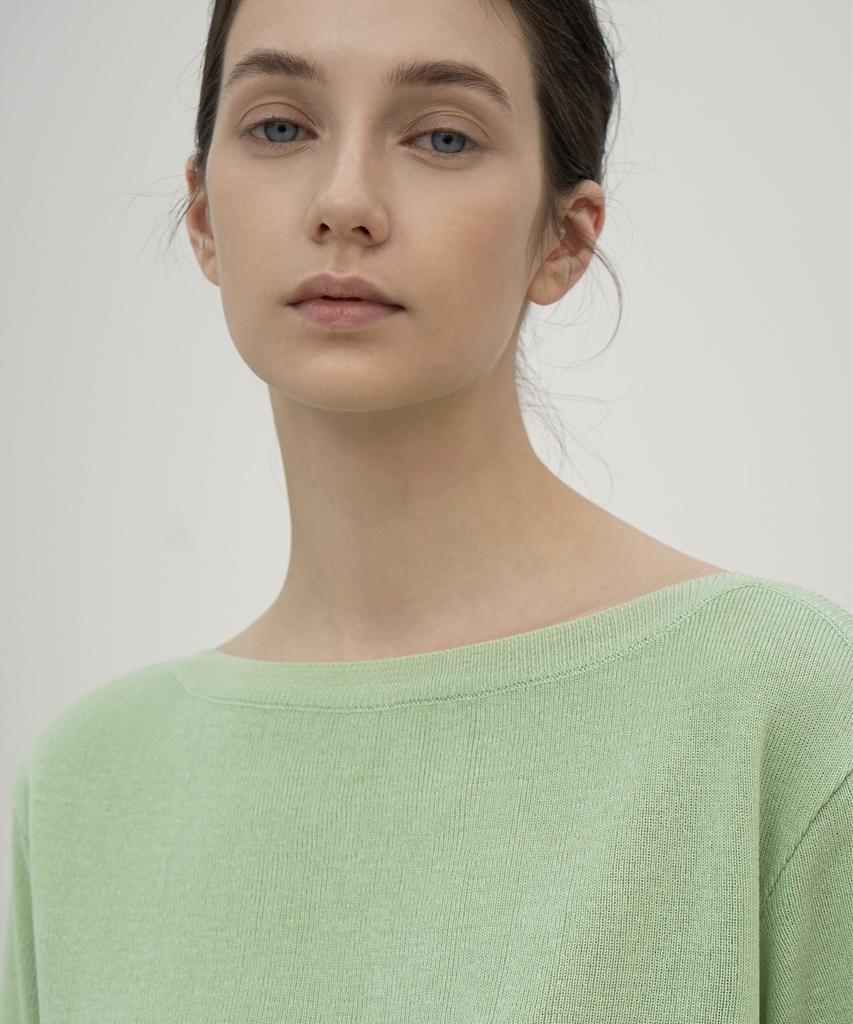 RE RHEE 2Color Boat Neck Short Sleeved Knit Top Lg