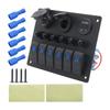 Professional 6 Buttons Switches Panel with Digital Voltmeter Tester & USB Charging Plastic Perfect for Marine Boat Truck
