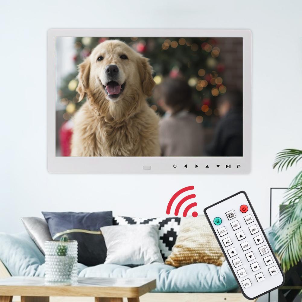 12 "  "  Portable HD Digital Photo Frame Clock Movie Player Album with Remote Controller(WhitE  )