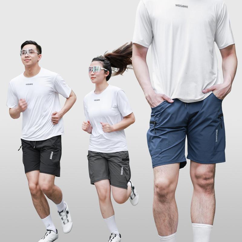 WOSAWE Baggy Shorts Cycling Biking Pants Breathable Sports Loose Fit Shorts Outdoor Casual Cycling Clothes with Zippered Pockets