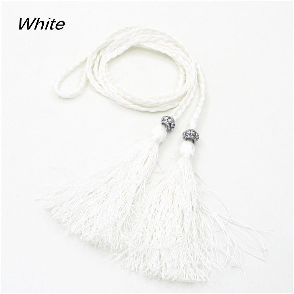 Thin Rope Self-Tie Woven Tassel Belt Bowknot Decorated Waist Women Braided