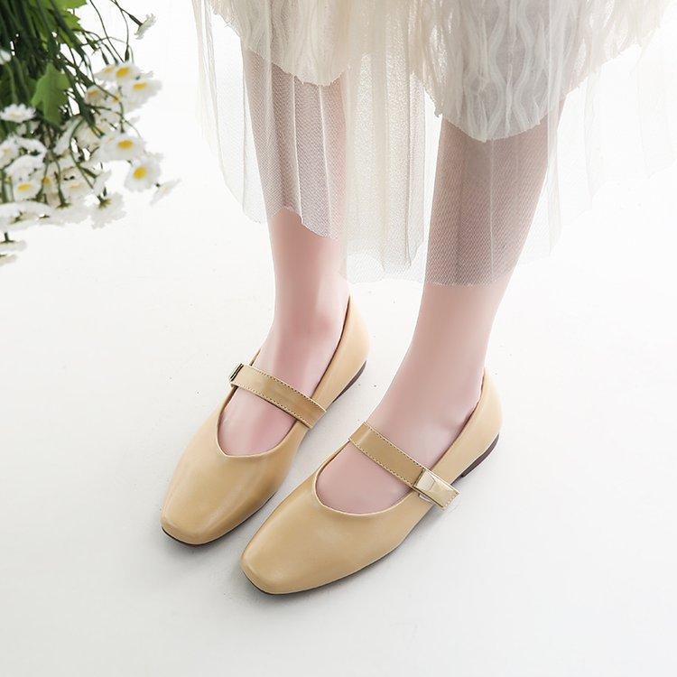 Temperament Mary Jane Shoes Женские летние туфли с мелким горлом A Word на плоской подошве Модные и удобные