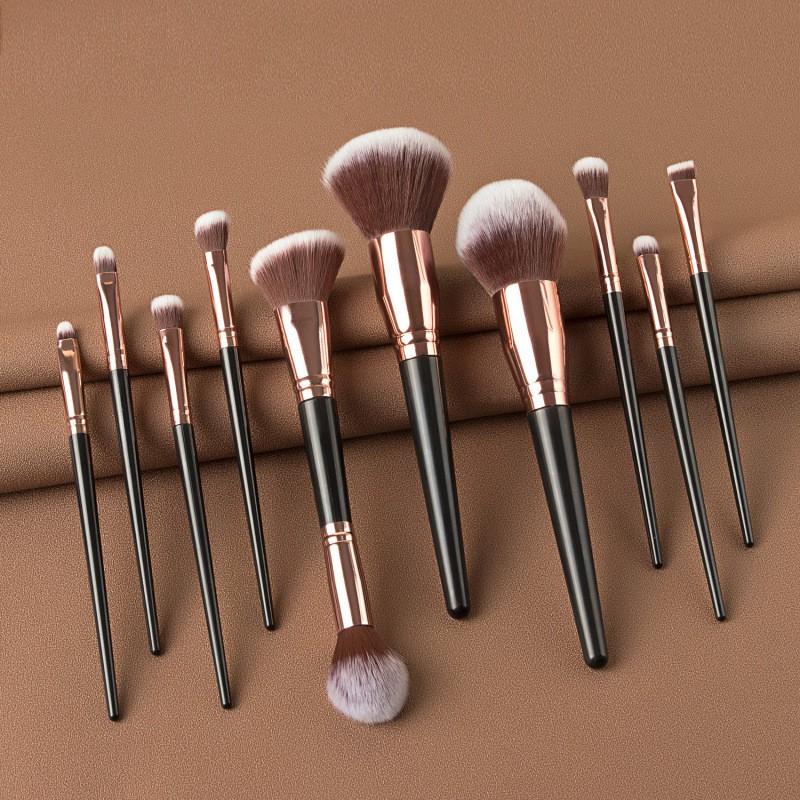 10pcs Makeup Brush Set Soft Bristle Foundation Blush Eyeshadow Concealer Brow Brushes Portable Beauty Tools