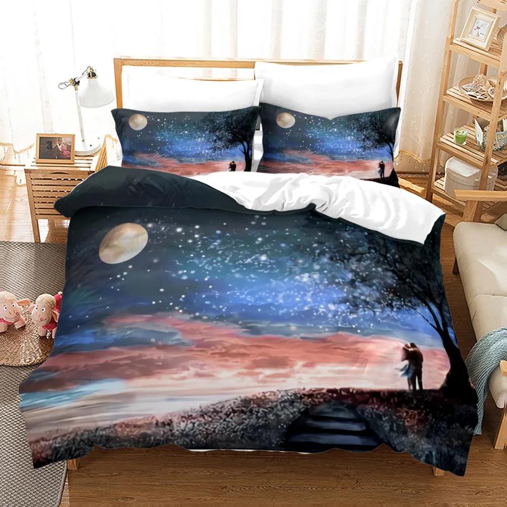 Comforter Couple Theme Valentine'S Day Present For Couple Wife Polyester Bedding Set King Queen Full Size Comforter