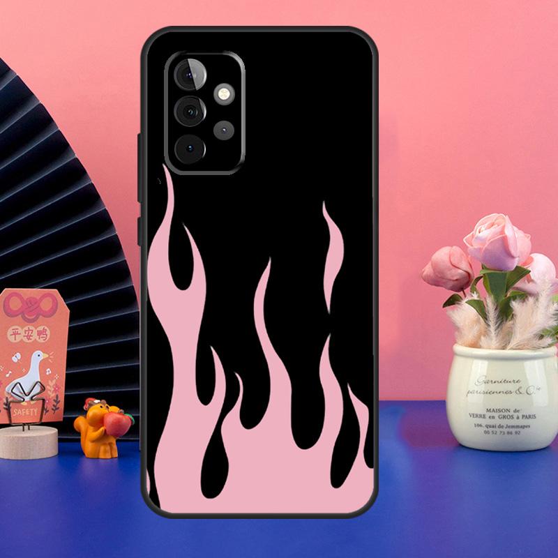 Эстетичный чехол с огнем, светло-голубой, огненно-розовый, для Samsung Galaxy A54 A34 A24 A14 A73 A53 A33 A23 A13 A52 A32 A22 A12 A51 A71