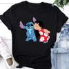 2026 Unisex TShirts Kawaii Lilo Stitch Print Female Tshirt Short Sleeve T Shirts Female Streetwear Clothing Tops Tee