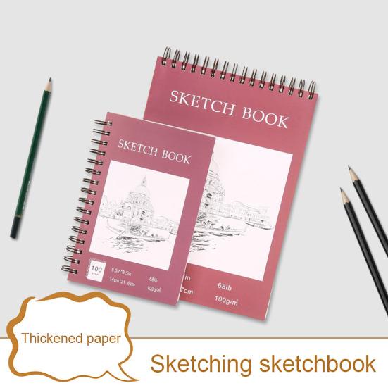 A4 Hardcover Sketch Book Spiral Wire Bound 100 Sheets Acid Free Thick Paper Artist Art Student Sketching Drawing Writing Sketchbook Art Supplies