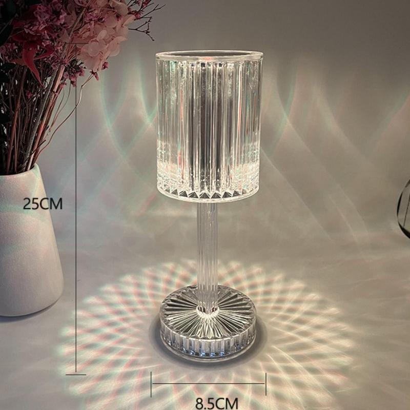 Настольная лампа с кристаллами и бриллиантами, цветной светильник RGB с сенсорным управлением, романтический светильник для спальни, акриловый перезаряжаемый USB ночник, проекционный светильник