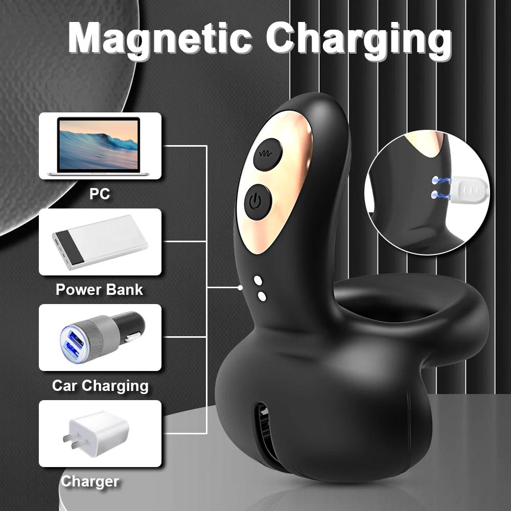 Пульт дистанционного управления Кольцо для члена для мужчин Вибратор для пениса Задержка эякуляции Стимулятор мошонки промежности Массаж Секс-игрушка для пар