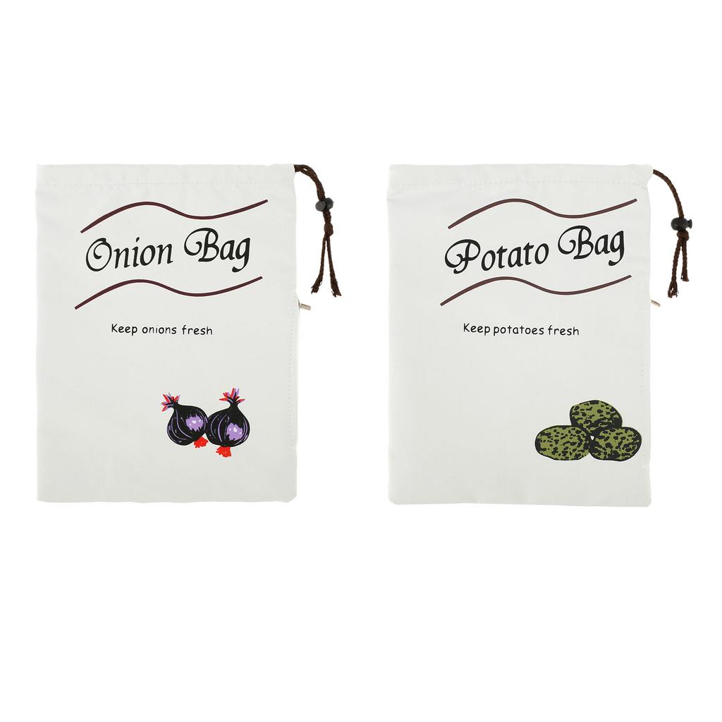 2/4Pcs Potato Onion Storage Bag Drawstring Cotton Bags Reusable Vegetable Storage Sacks with Side Zipper for Onion Potato Garlic