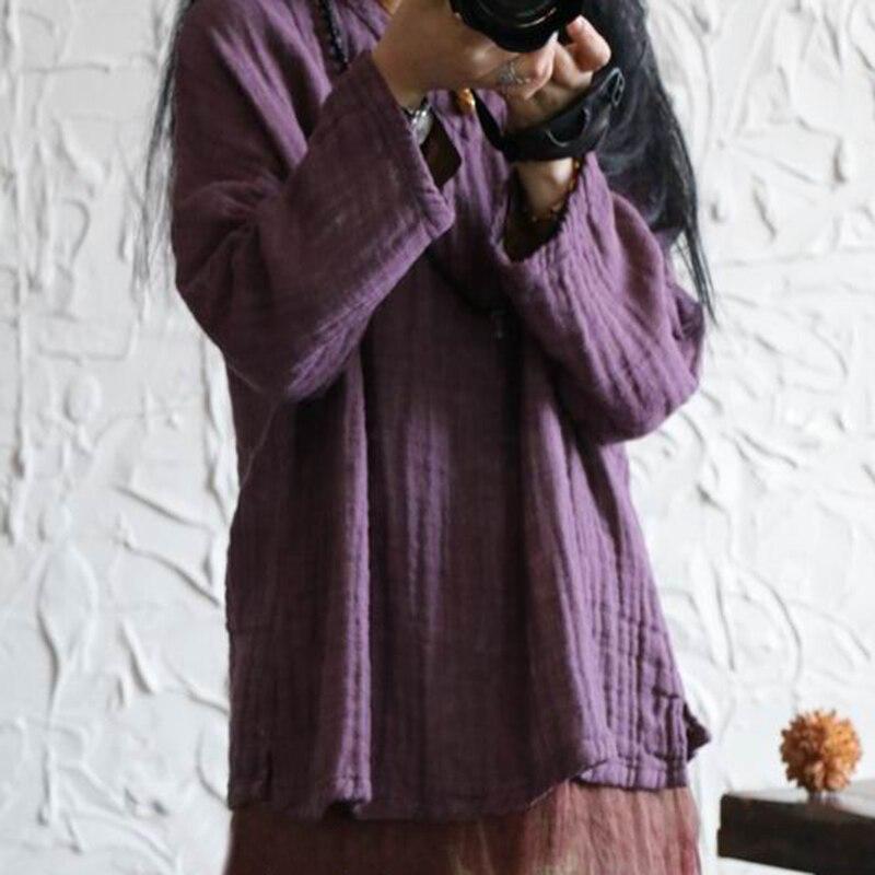 Johnature Женские льняные футболки с v-образным вырезом и длинным рукавом, простые однотонные свободные футболки, весенние удобные мягкие винтажные футболки