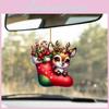 Reindeer Christmas Themed Socks Pattern Acrylic Pendant For Decoration Holiday