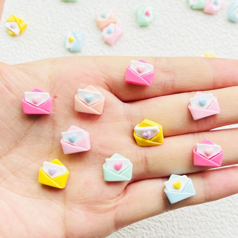 30 Pcs New Resin Cartoon Valentine'S Day Envelope Flat Back Scrapbook Figurine Diy Bow Decor Accessories Crafts A80