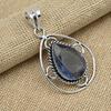 Твердые ювелирные изделия из стерлингового серебра 925 пробы Танзанит Драгоценный камень ручной работы Дизайнерский кулон