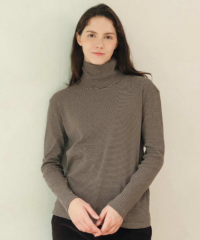 CHIQUITA Striped Turtleneck T Brown 250906Br