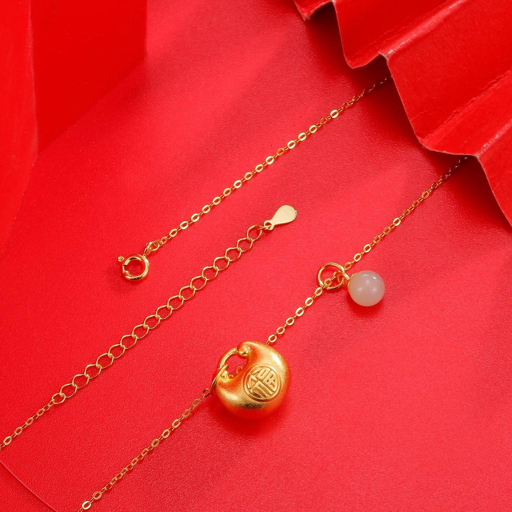 Подвеска из нефрита Хотан из серебра 925 пробы, ожерелье в стиле национального прилива с изображением счастливого мешочка, женская цепочка на ключицу с символом удачи, легкие роскошные ювелирные изделия высокого класса