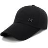 Men Women Plain Black Extra Long Bill Snapback Cap Letter M Baseball Cap Outdoor Summer Sun Hat UV Protection Fishing Cap