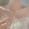 Bow Clavicle Necklace for Women with Light Luxury Flash Diamond Simple Design Niche Temperament Ins Cold Style High-end Sweater Chain