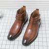 Мужские деловые ботинки челси из натуральной кожи 2024 года, модные ботинки с пряжкой, весна-осень, ботильоны для мужчин, комфорт, большие размеры 38-46