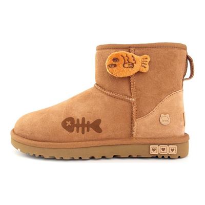 CLASSIC MINI Снежные ботинки из овчины Женские Каштановые 1016222-CHE(Команда444-)