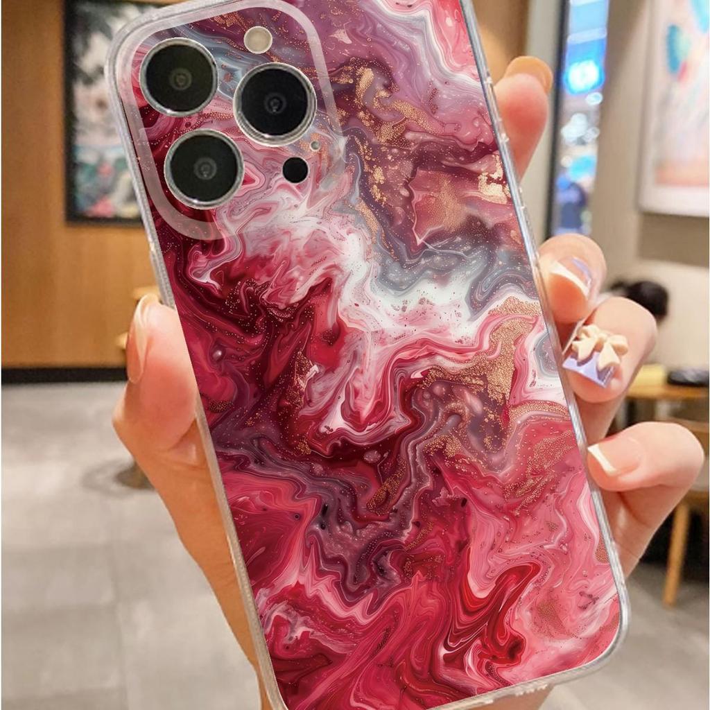 Прозрачный противоударный чехол с красным градиентом для iPhone 15/16/17/14 Pro Max