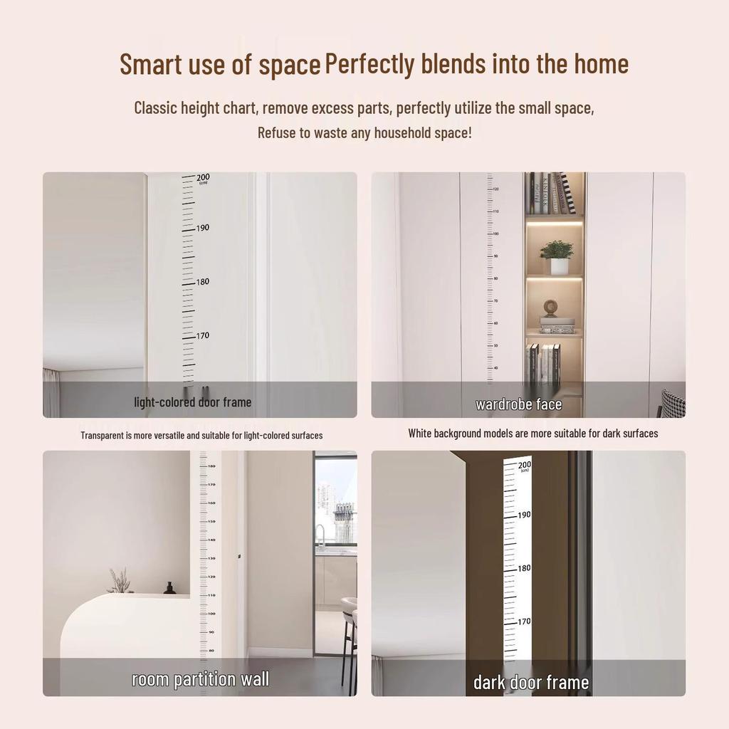 Transparent Removable Wall Height Chart for Kids - Accurate and Damage-Free Measurement