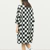 Vans Черно-белое клетчатое платье-поло в стиле три четверти с рукавом Женские платья VN0A5F22P2T