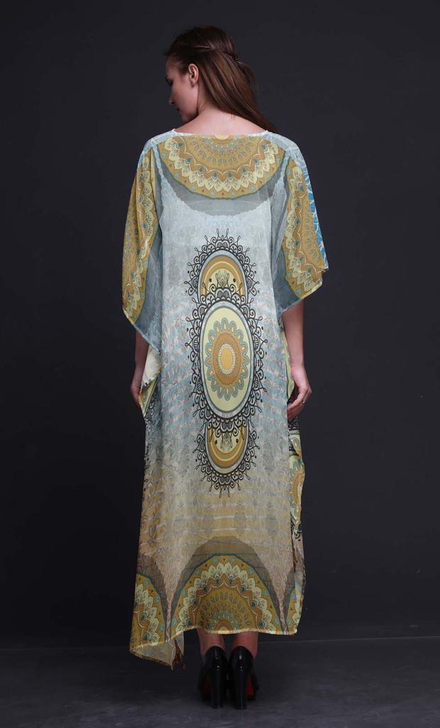 Phagun Floral Mandala Beach Kaftan Bikini Cover up Womena s Maxi Dress Long