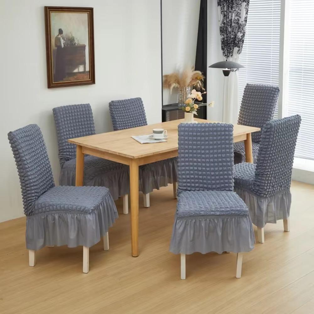 1PC Seersucker Chair Cover Elastic Stretch Chair Slipcover Kitchen Hotel Wedding Banquet