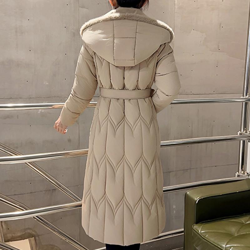 Plus Size L-7XL Fashion Winter Jackets Woman Long Parkas Hooded Loose Thick Warm Overcoat Casual Women's Coats With Belt