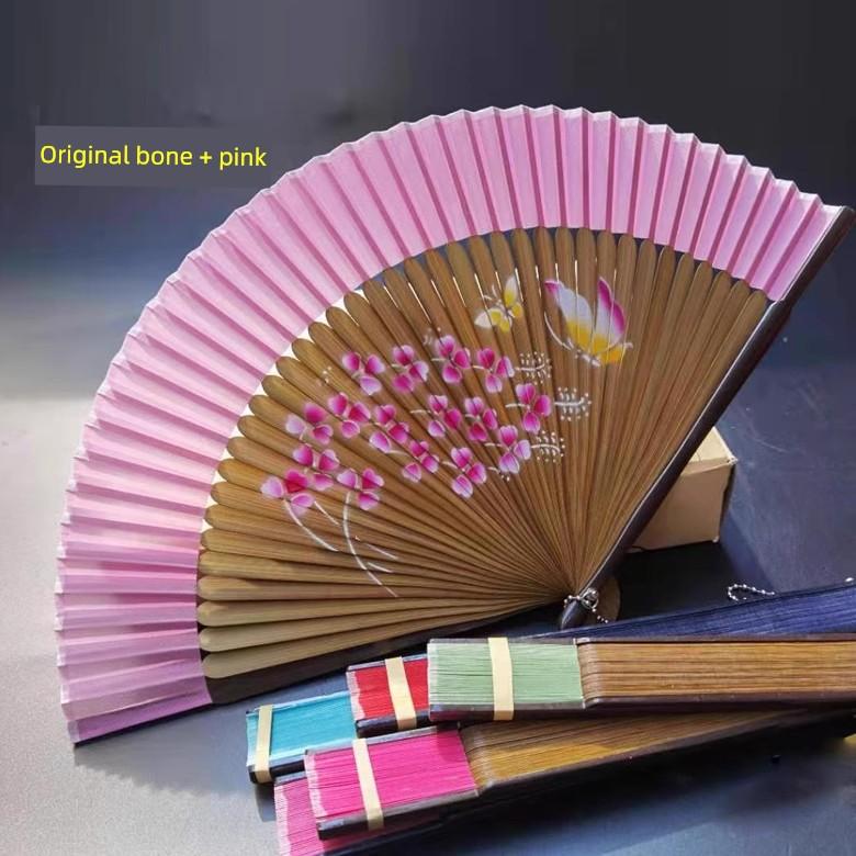 2025 Model Red Fan Portable Black Purple Yellow 7inch Flag-Patterned Ancient Style Folding Fan Chinese Style Classical Fan Green