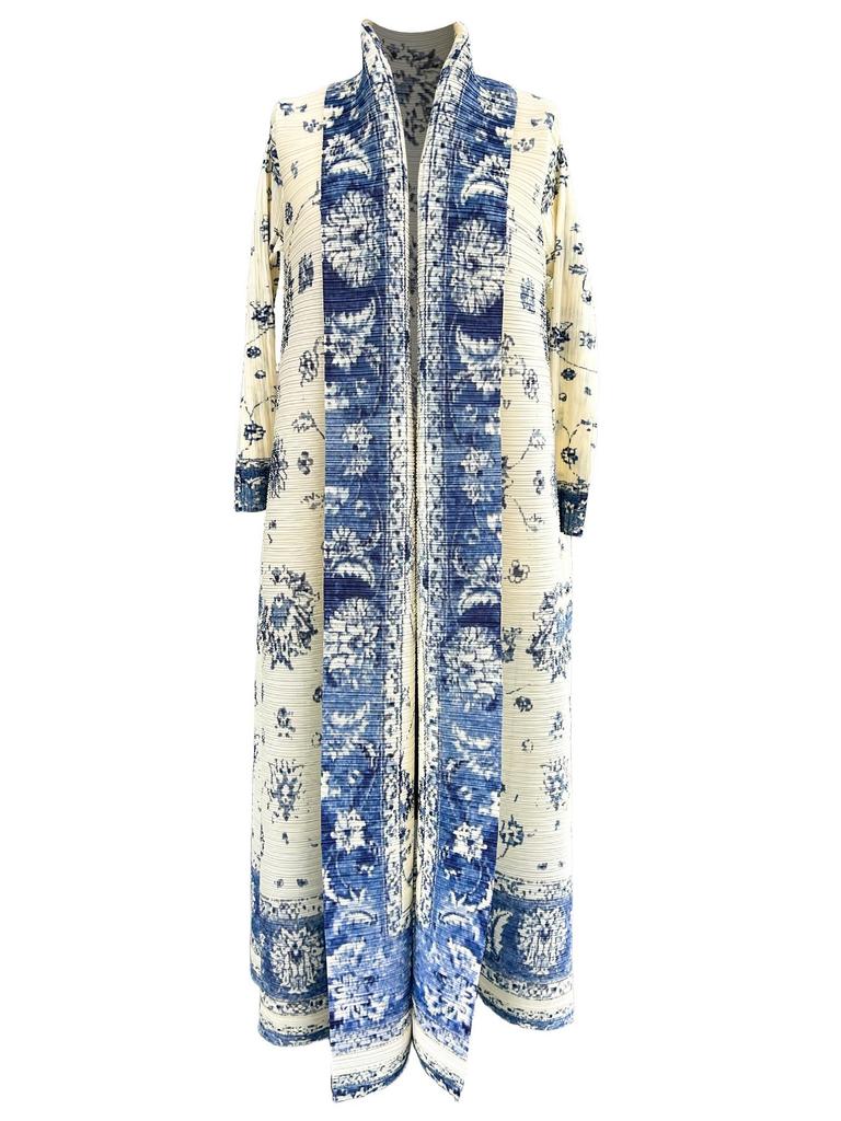 Women's Issey Miyake Pleated Print Cardigan Abaya - Long, Plus Size Arab Robe