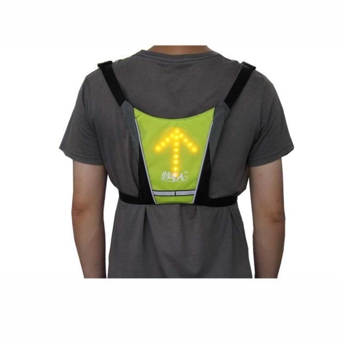 Dossard Gilet LED Clignotants - Bretelles Ajustables - Télécommande Sans-Fil Pour Cycliste Velo Moto Joggeur Marcheur Sac Ecole
