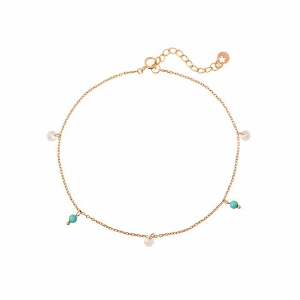 [Ost] Mint White Ball Cubic Rose Gold Anklet Ota119406Qpl