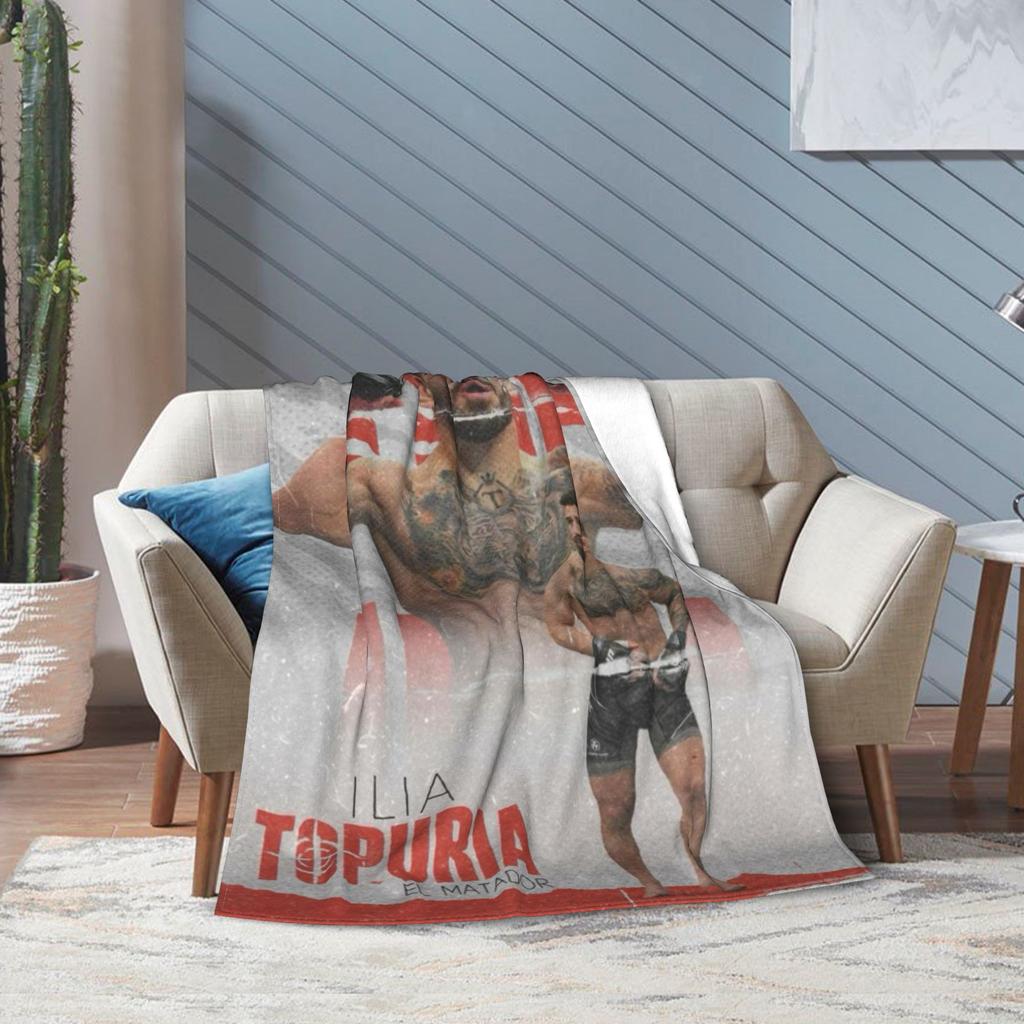 Ilia Topuria Wrestling Wrestler Blanket Multiple Sizes Warm Cozy Fluffy  Throw Blankets for Couch Sofa and Bed